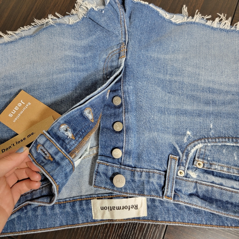 NWT Reformation Dixie jean shorts medium button fly - Picture 7 of 7